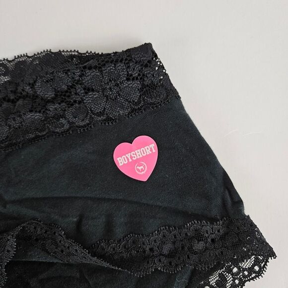Victoria’s Secret S Boyshort Panty VS Pink Cheekster Small Panties Lace Black - Picture 3 of 4
